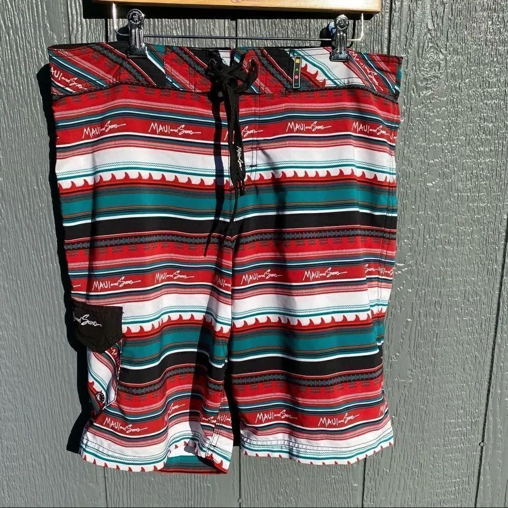 Maui And Sons Black Shark Swim Trunks